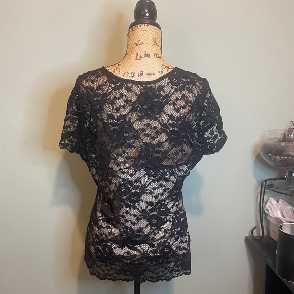 NWT Boston Proper Womens Dark Romantic Sweetheart Lace Top Blouse Black Size XL - Picture 2 of 6